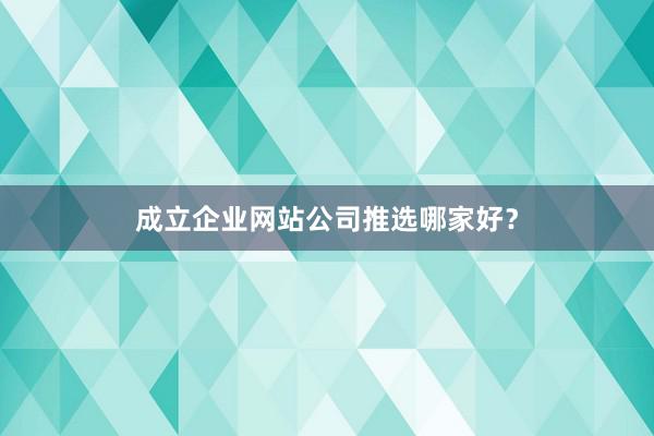 成立企业网站公司推选哪家好？